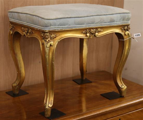 A gilt base upholstered stool W.48cm